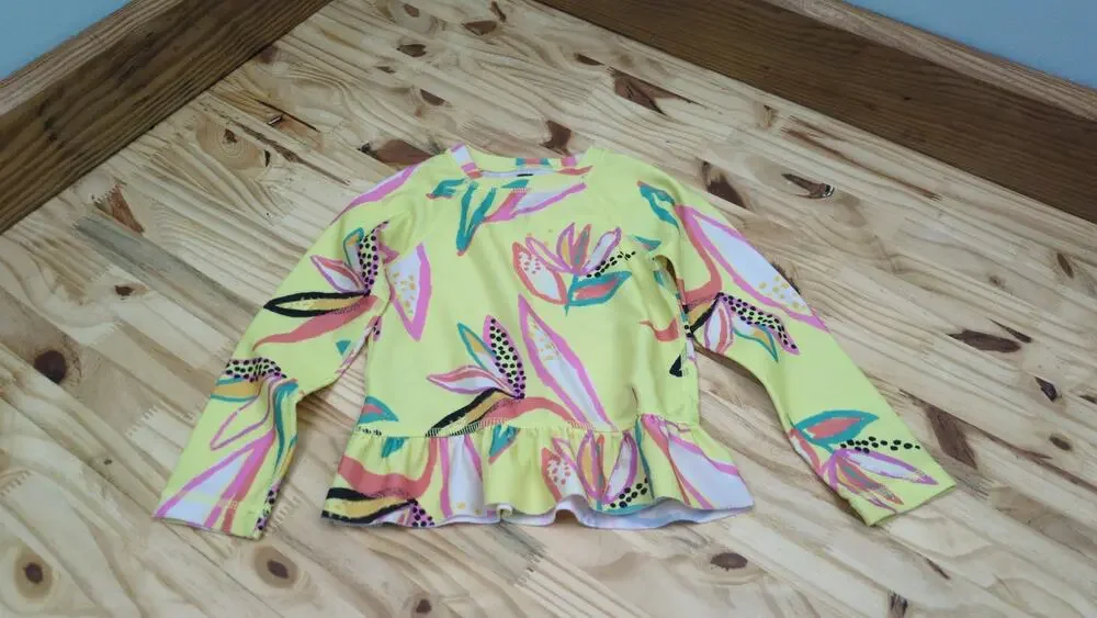 Tea Swim Rash Guard Shirt 18/24 months yellow with flowers